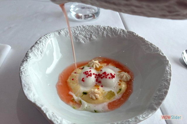 kaffir con espuma de c�tricos y granizada de lima con jugo de pomelo